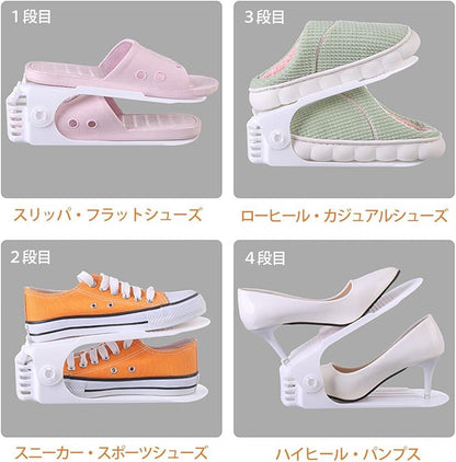 MELLIO™️高さ調整できるシューズスロット｜靴箱の収納力を2倍にするスマート収納
